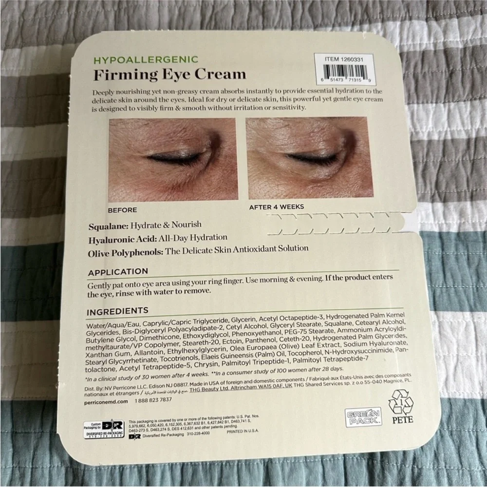 Perricone MD Firming Eye Cream Creme Full Size 0.5 oz